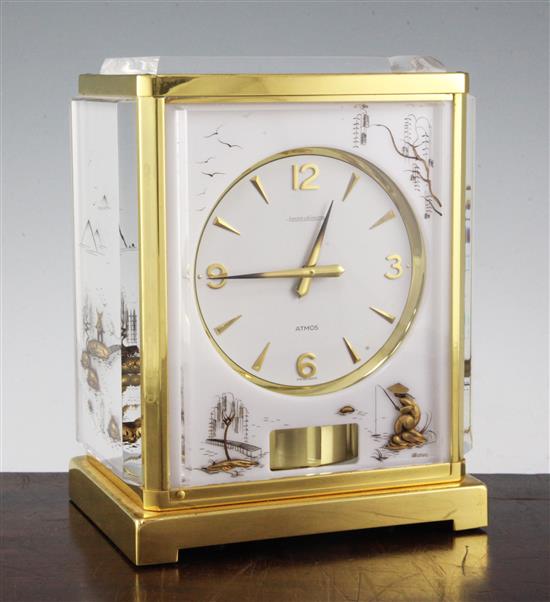 A Jaeger Le Coultre Marina pattern Atmos clock, 9in.